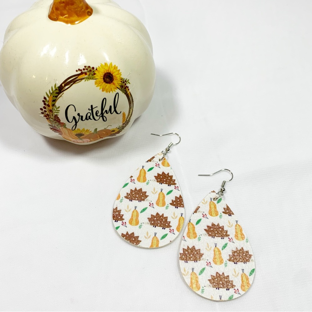 🍁2/$10 Fall Faux Leather Earrings